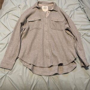 Aerie Light Gray Waffle Knit Top